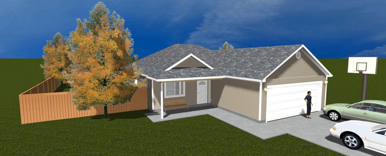 Plan with 1552 Sq. Ft., 3 Bedrooms, 2 Bathrooms, 2 Car Garage Picture 13