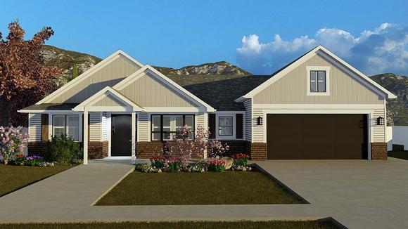 Ranch, Traditional House Plan 50529 with 4 Beds, 3 Baths, 2 Car Garage Elevation
