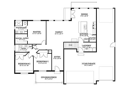 Ranch House Plan 50531 with 6 Beds, 4 Baths, 3 Car Garage First Level Plan