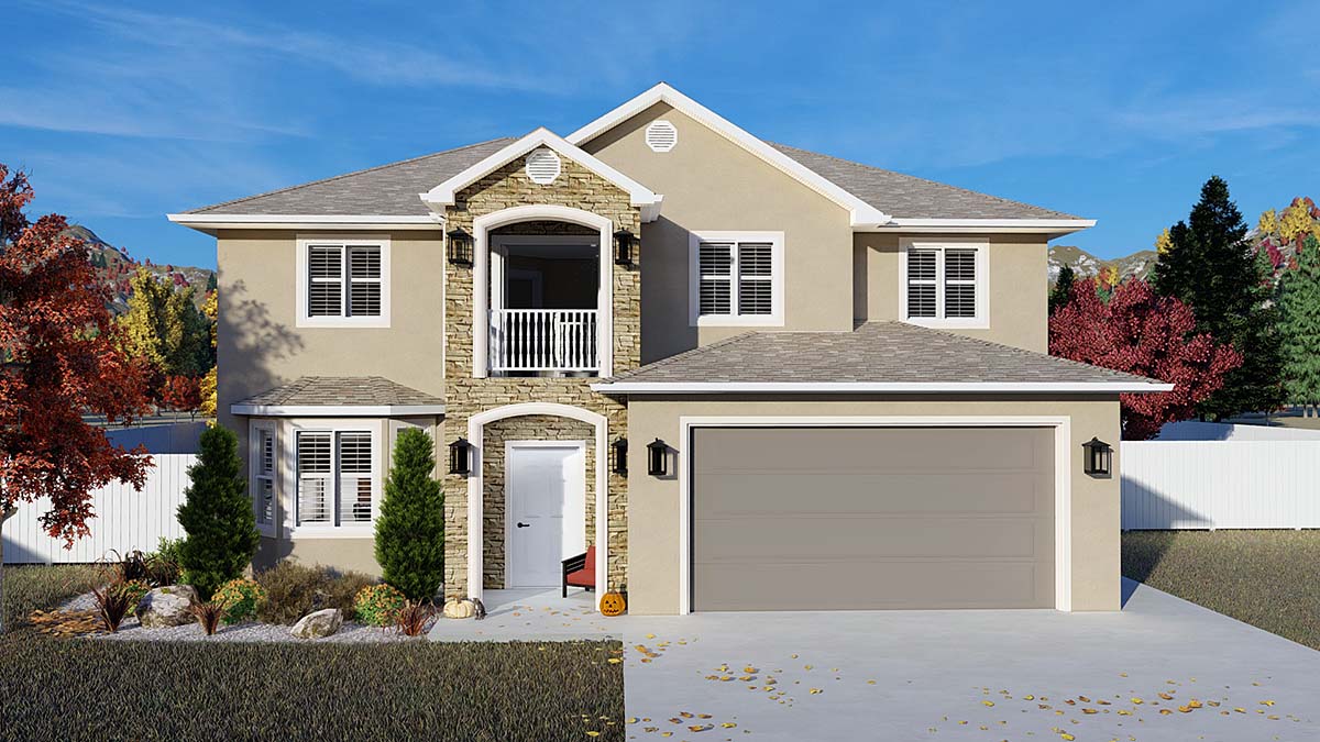 Traditional House Plan 50535 with 4 Beds, 2 Baths, 2 Car Garage Elevation