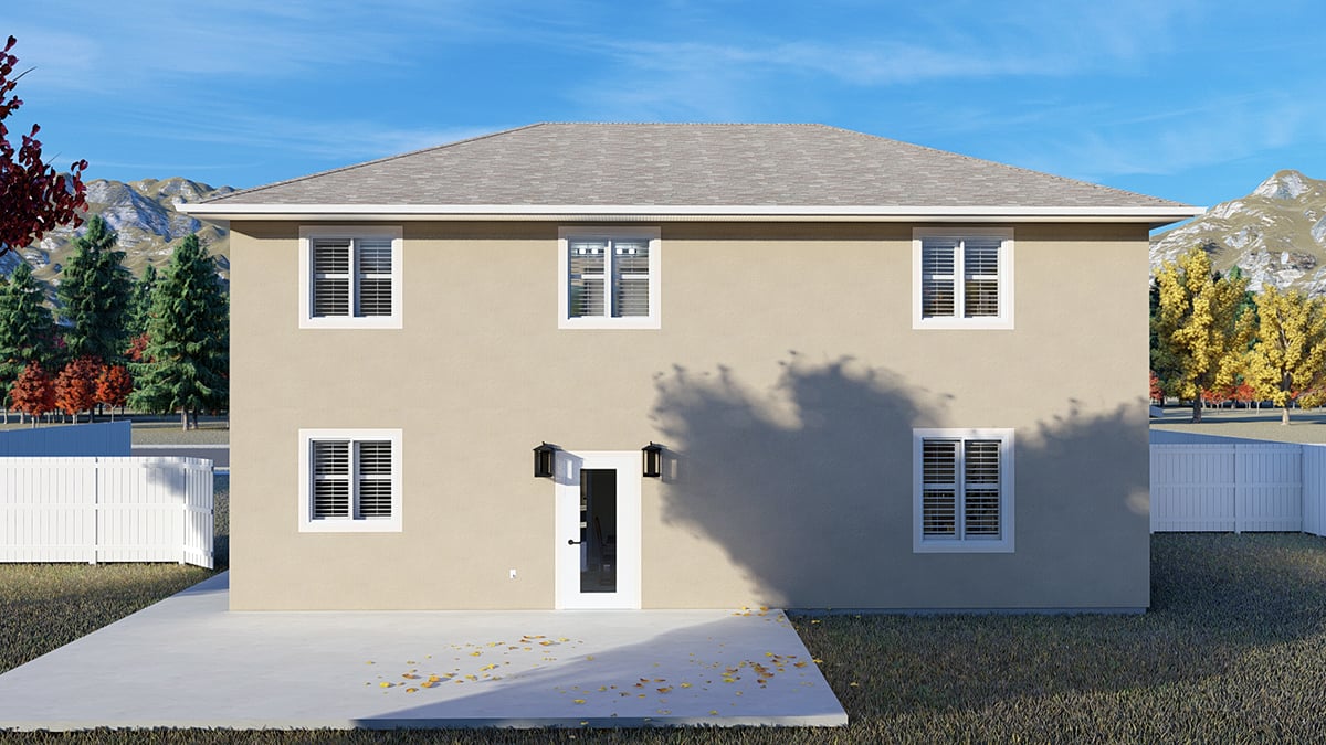 Traditional House Plan 50535 with 4 Beds, 2 Baths, 2 Car Garage Rear Elevation