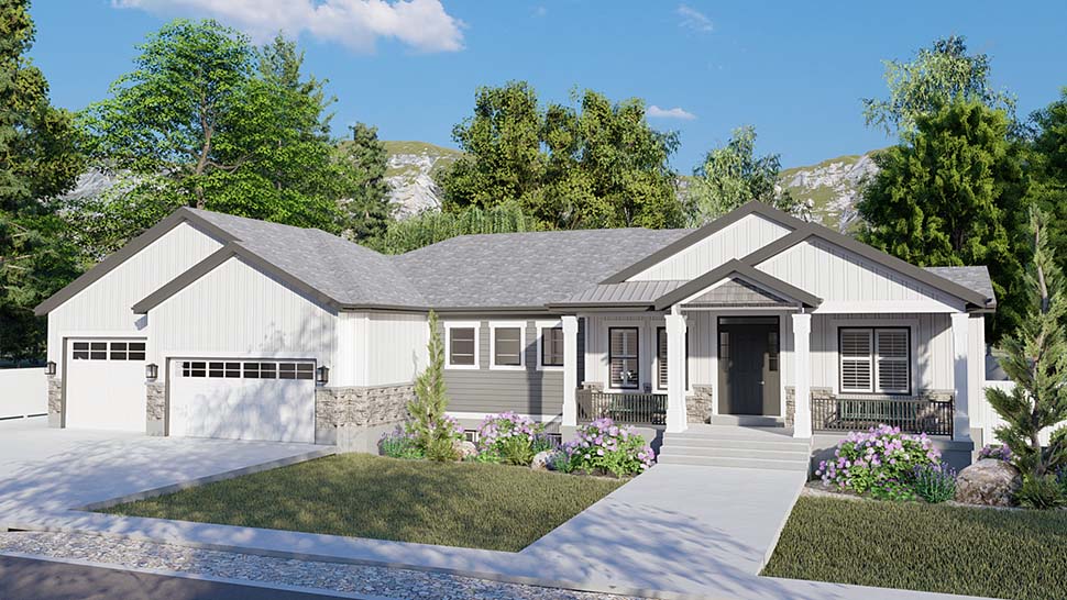 Craftsman, Ranch, Traditional Plan with 5710 Sq. Ft., 6 Bedrooms, 5 Bathrooms, 3 Car Garage Picture 4
