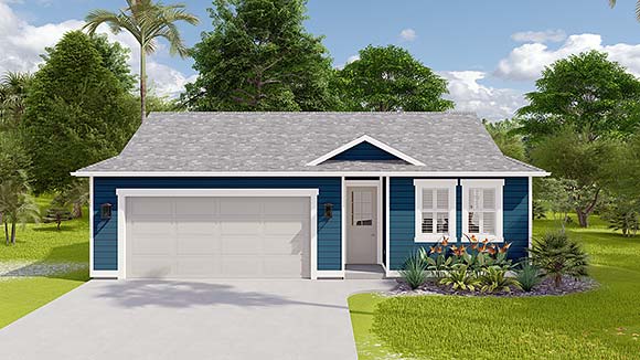 Country, Ranch, Traditional 2 Car Garage Plan 50545 Elevation