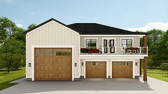 Country, Farmhouse, Traditional Garage-Living Plan 50546 with 1 Beds, 2 Baths, 3 Car Garage Elevation