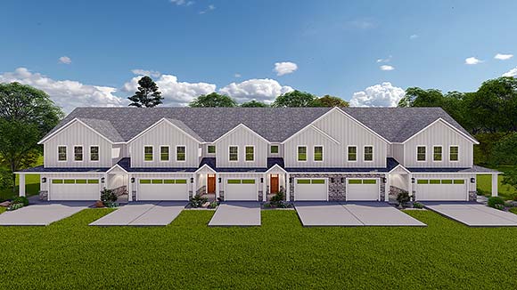 Craftsman, Traditional Multi-Family Plan 50552 with 6 Beds, 6 Baths Elevation