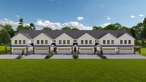 Country, Craftsman, Farmhouse, Traditional Multi-Family Plan 50554 with 6 Beds, 6 Baths, 4 Car Garage Elevation