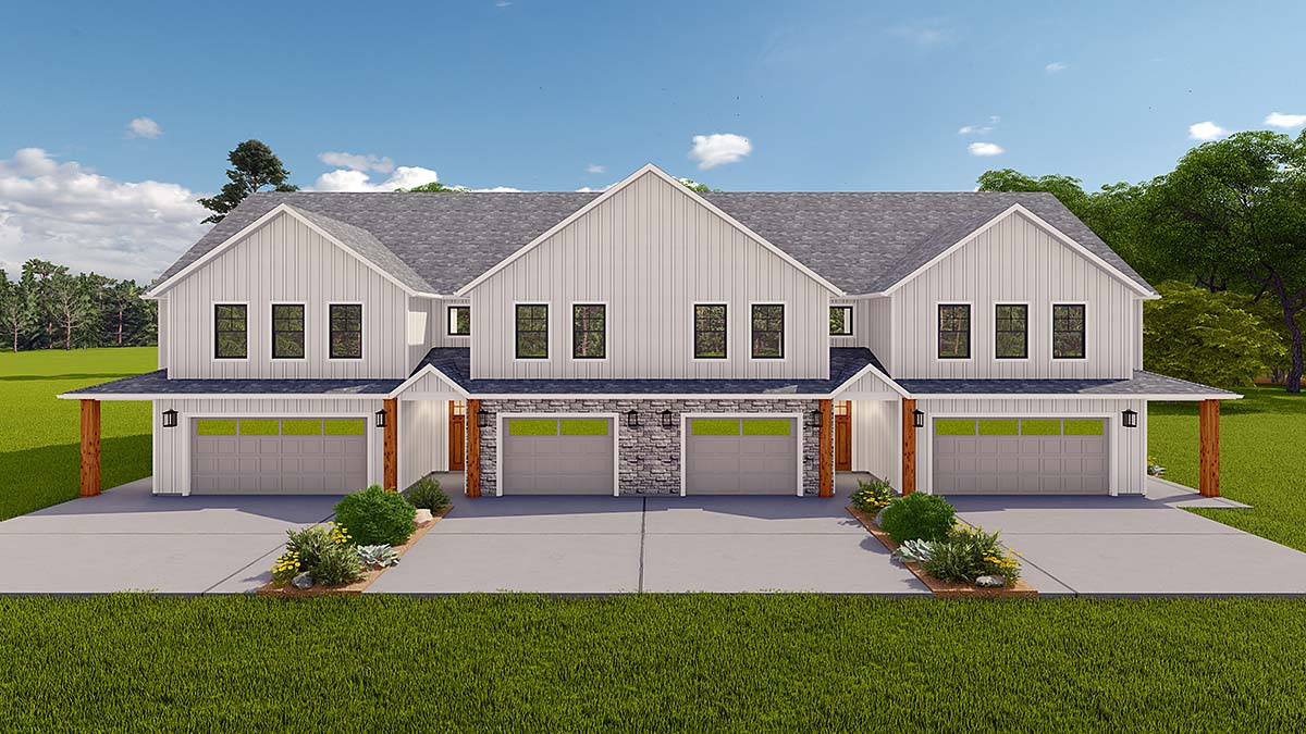 Country, Craftsman, Farmhouse, Traditional Multi-Family Plan 50555 with 6 Beds, 6 Baths, 3 Car Garage Elevation