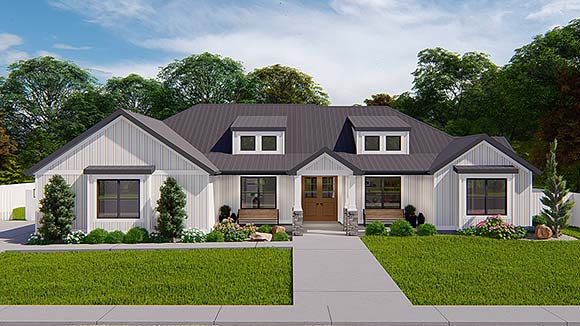 Country, Ranch, Traditional House Plan 50561 with 3 Beds, 3 Baths, 2 Car Garage Elevation