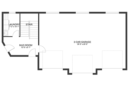 Craftsman, Traditional Garage-Living Plan 50563 with 1 Beds, 1 Baths, 3 Car Garage First Level Plan