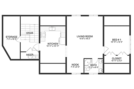 Craftsman, Traditional Garage-Living Plan 50563 with 1 Beds, 1 Baths, 3 Car Garage Second Level Plan