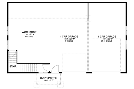 Craftsman, Farmhouse, Traditional Garage-Living Plan 50567 with 2 Beds, 1 Baths, 2 Car Garage First Level Plan