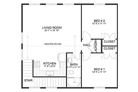 Craftsman, Farmhouse, Traditional Garage-Living Plan 50567 with 2 Beds, 1 Baths, 2 Car Garage Second Level Plan