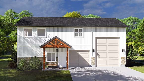 Craftsman, Farmhouse, Traditional Garage-Living Plan 50567 with 2 Beds, 1 Baths, 2 Car Garage Elevation
