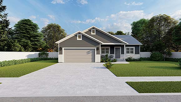 Ranch, Traditional House Plan 50568 with 5 Beds, 3 Baths, 2 Car Garage Elevation