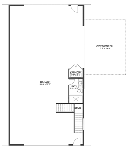 Barndominium, Country Garage-Living Plan 50569 with 2 Beds, 3 Baths, 6 Car Garage First Level Plan