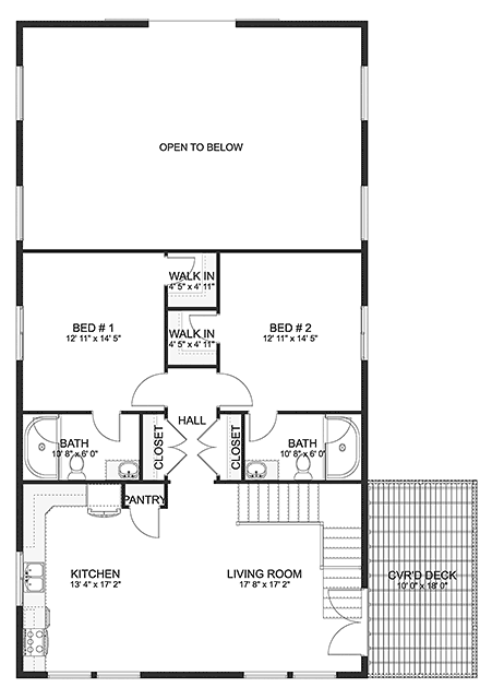 Barndominium, Country Garage-Living Plan 50569 with 2 Beds, 3 Baths, 6 Car Garage Second Level Plan