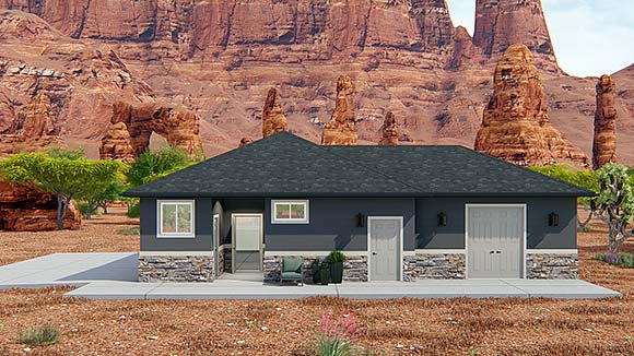 Contemporary, Traditional 2 Car Garage Plan 50571 Elevation
