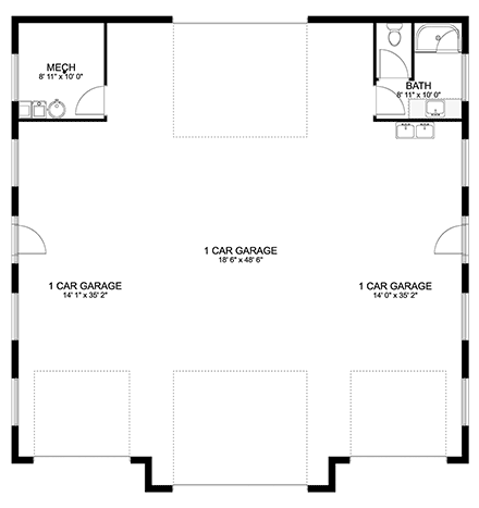 Craftsman, Traditional 3 Car Garage Plan 50572, RV Storage First Level Plan