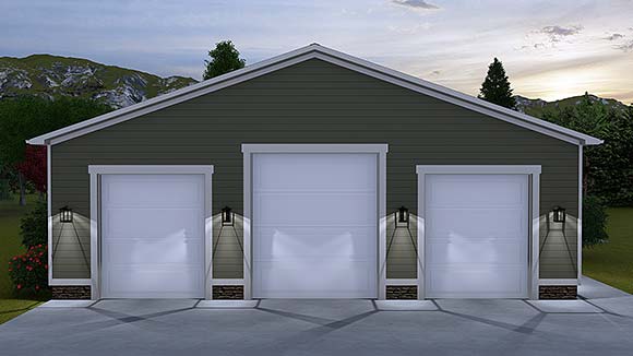 Traditional 8 Car Garage Plan 50574 Elevation