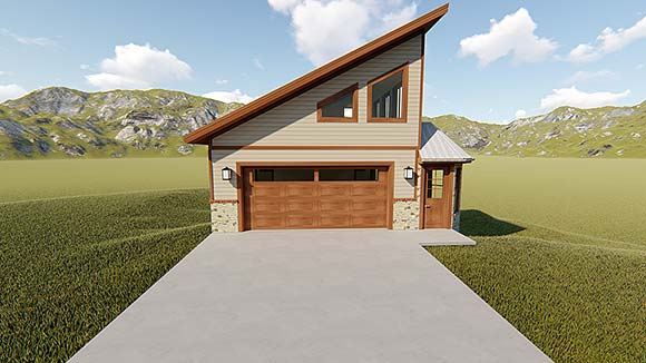Contemporary, Modern 4 Car Garage Plan 50576 Elevation