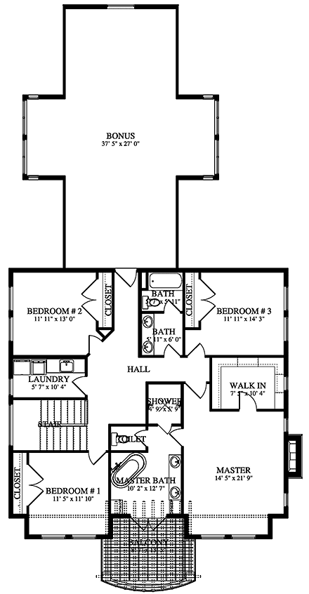 Cottage, Farmhouse, Traditional House Plan 50578 with 6 Beds, 4 Baths, 3 Car Garage Second Level Plan