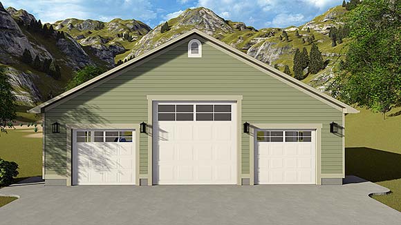 Country, Traditional 3 Car Garage Plan 50582 Elevation