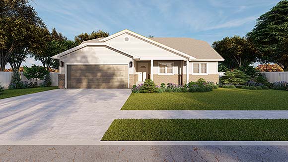 Contemporary, Traditional House Plan 50586 with 5 Beds, 3 Baths, 2 Car Garage Elevation