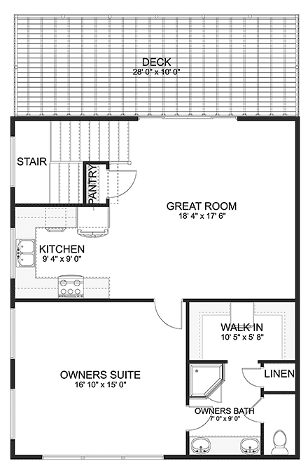 Contemporary, Modern Garage-Living Plan 50588 with 1 Beds, 2 Baths, 3 Car Garage Second Level Plan