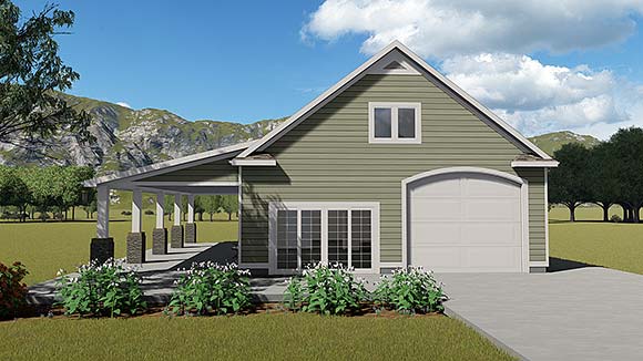 Country, Traditional Garage-Living Plan 50591 with 1 Beds, 2 Baths, 3 Car Garage Elevation