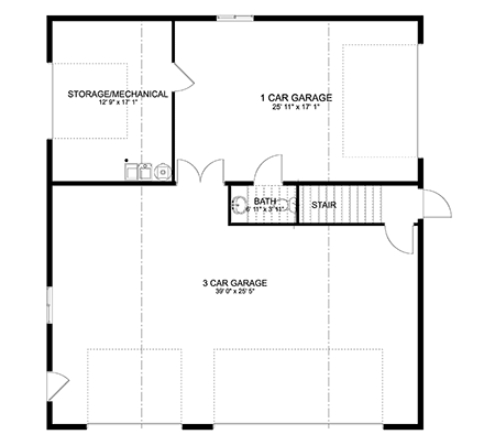 Barndominium, Country, Farmhouse Garage-Living Plan 50592 with 1 Beds, 2 Baths, 4 Car Garage First Level Plan