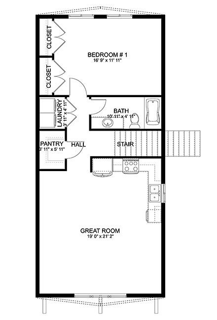 Barndominium, Country, Farmhouse Garage-Living Plan 50592 with 1 Beds, 2 Baths, 4 Car Garage Second Level Plan