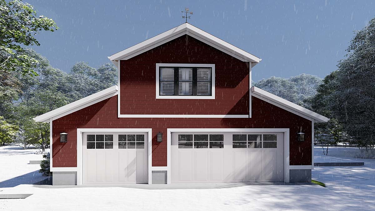 Barndominium, Country, Farmhouse Plan with 880 Sq. Ft., 1 Bedrooms, 2 Bathrooms, 4 Car Garage Elevation
