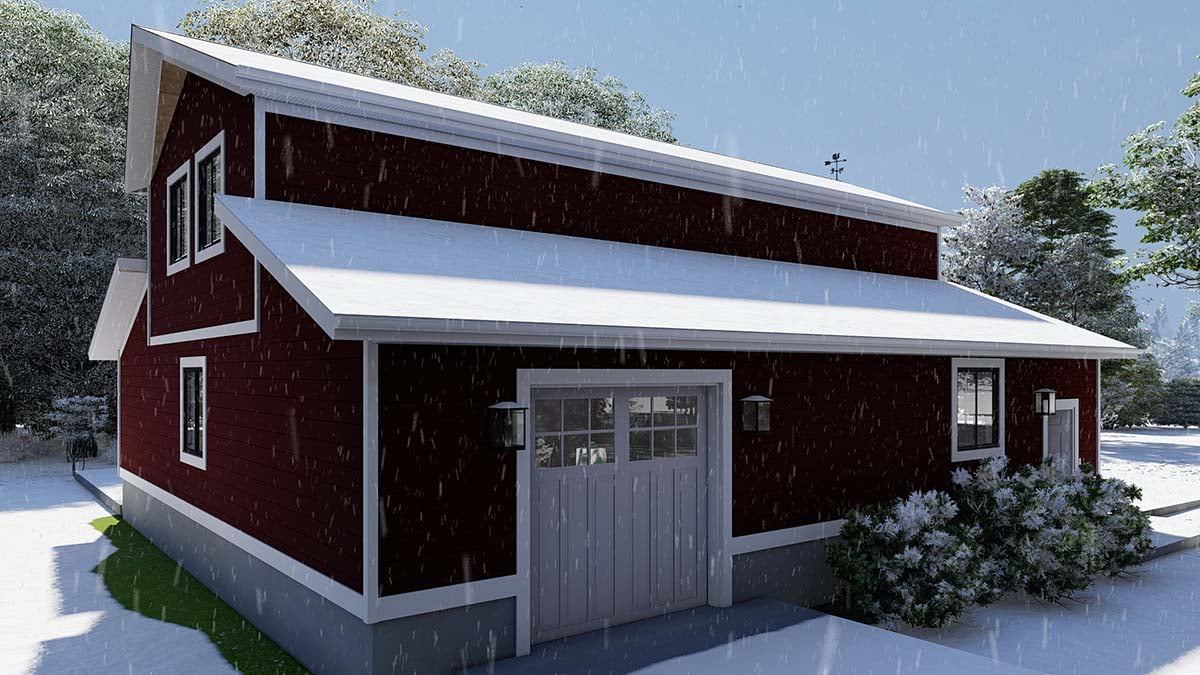 Barndominium, Country, Farmhouse Plan with 880 Sq. Ft., 1 Bedrooms, 2 Bathrooms, 4 Car Garage Picture 3