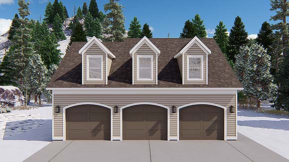 Country, Traditional 3 Car Garage Apartment Plan 50594 Elevation