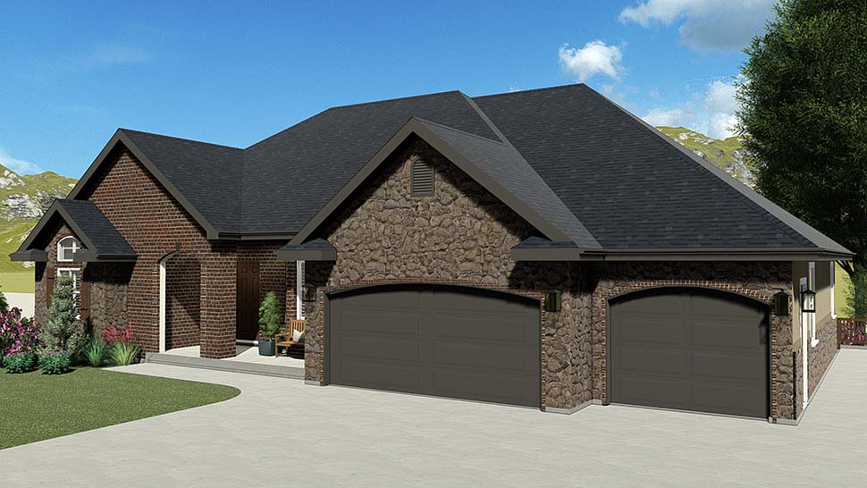 Ranch, Traditional Plan with 2428 Sq. Ft., 4 Bedrooms, 3 Bathrooms, 3 Car Garage Picture 4
