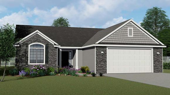 Cottage, Country, Craftsman, Ranch, Traditional House Plan 50601 with 4 Beds, 3 Baths, 2 Car Garage Elevation