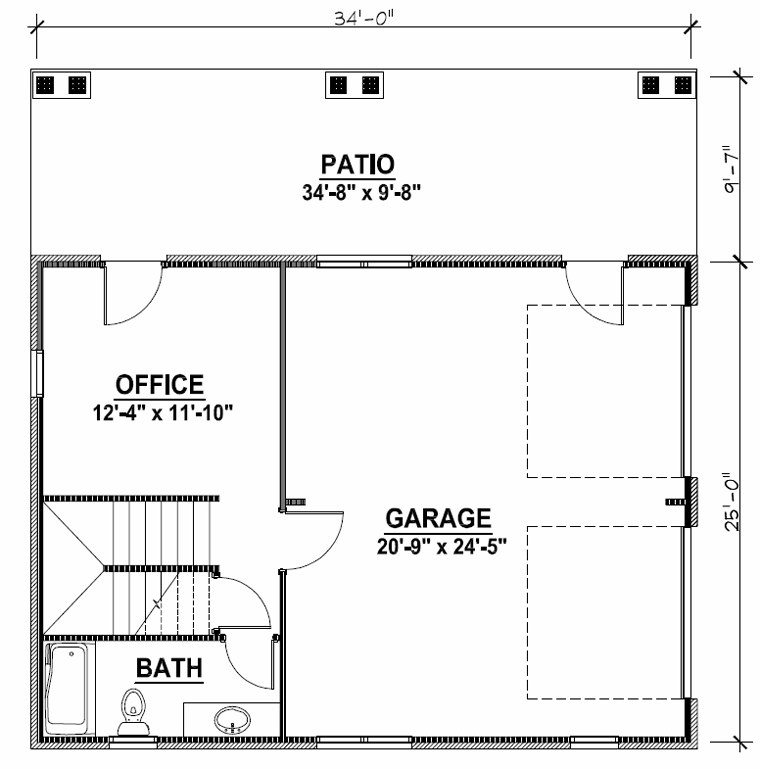 2 Car Garage Plan 50607 Level One