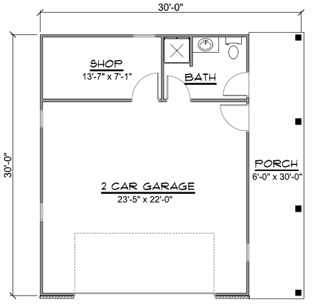 2 Car Garage Plan 50618 First Level Plan