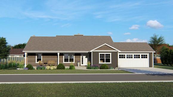Colonial, Cottage, Country, Craftsman, Ranch, Traditional House Plan 50623 with 4 Beds, 3 Baths, 2 Car Garage Elevation
