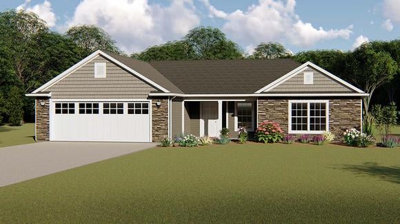 Ranch, Traditional House Plan 50643 with 3 Beds, 2 Baths, 2 Car Garage Elevation