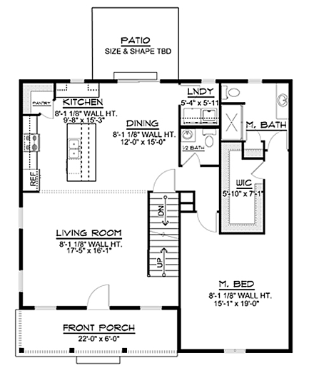 Cape Cod, Country House Plan 50644 with 3 Beds, 3 Baths First Level Plan