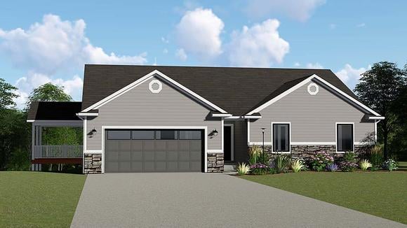 Ranch, Traditional House Plan 50646 with 3 Beds, 3 Baths, 2 Car Garage Elevation