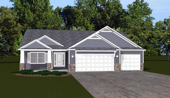 Cottage, Traditional House Plan 50658 with 4 Beds, 3 Baths, 3 Car Garage Elevation