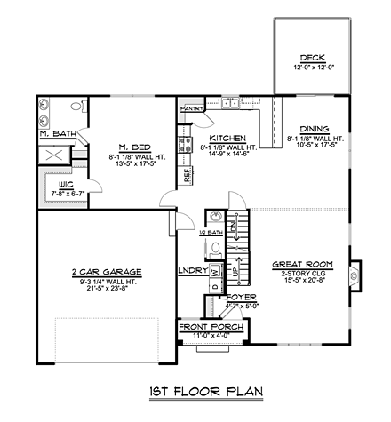Traditional House Plan 50669 with 4 Beds, 2 Baths, 2 Car Garage First Level Plan