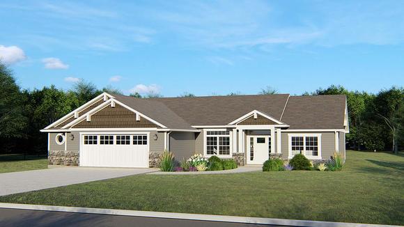 Craftsman, Ranch, Traditional House Plan 50670 with 3 Beds, 2 Baths, 2 Car Garage Elevation