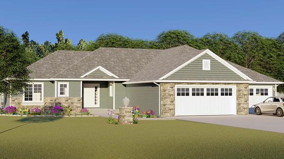 Ranch, Traditional House Plan 50675 with 3 Beds, 2 Baths, 3 Car Garage Elevation