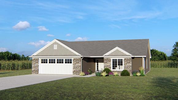 Ranch, Traditional House Plan 50682 with 3 Beds, 2 Baths, 2 Car Garage Elevation