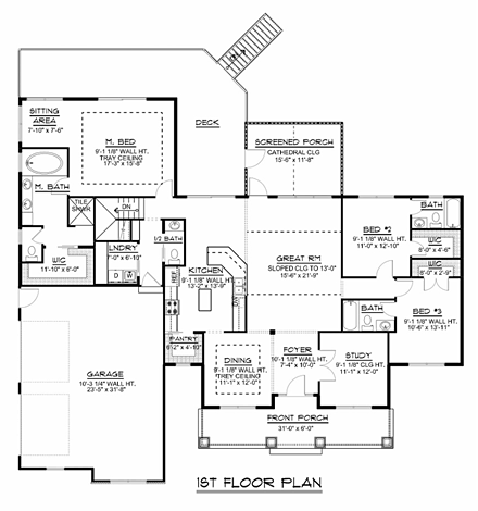 House Plan 50685 - Craftsman Style with 4710 Sq Ft, 3 Bed, 3 Bath