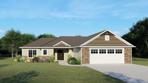 Ranch, Traditional House Plan 50686 with 3 Beds, 2 Baths, 2 Car Garage Elevation