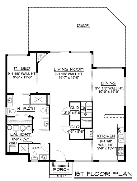 Colonial, Contemporary, Traditional House Plan 50688 with 2 Beds, 1 Baths First Level Plan